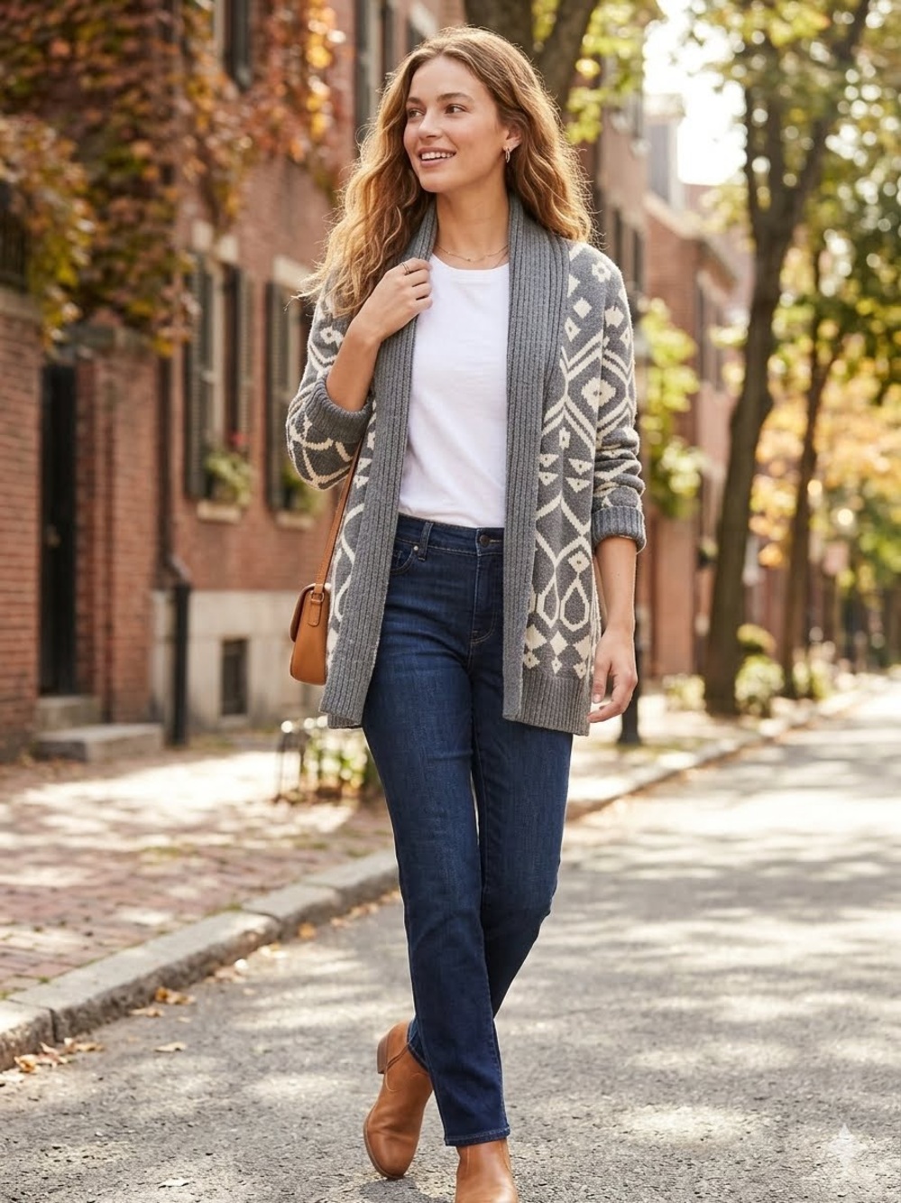 Old Navy Gray & Cream Aztec Knit Open Cardigan